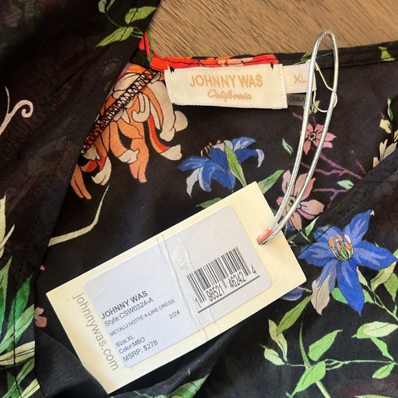 NWT Johnny Was Metalli Notte Printed A-Line Dress XL - Picture 4 of 5